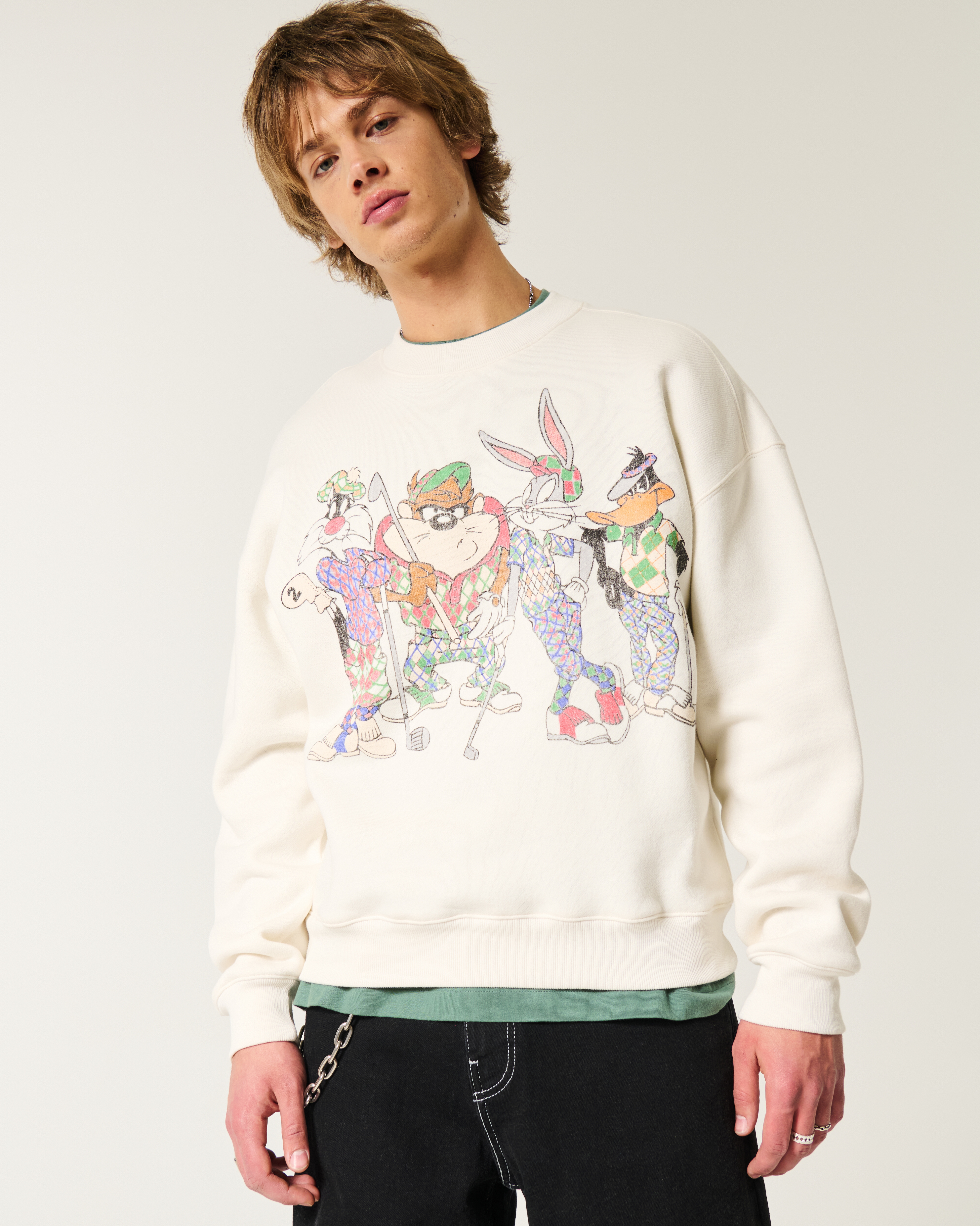 Boxy Looney Tunes Golf Graphic Crew Sweatshirt