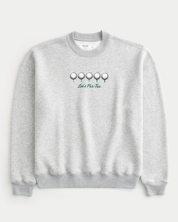 Boxy Golf Graphic Crew Sweatshirt, Heather Gray view 1