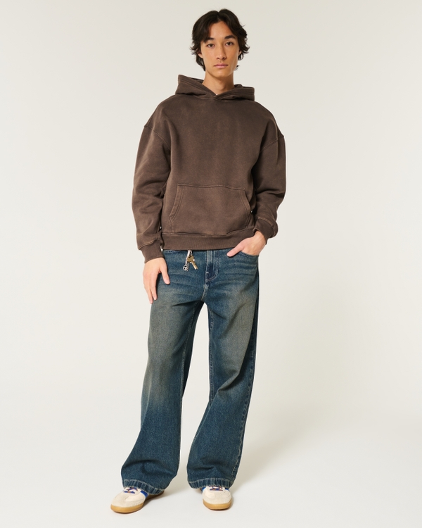 Boxy Washed Hoodie, Washed Dark Brown view 2