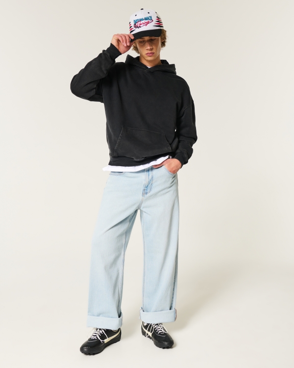 Boxy Washed Hoodie, Black view 2