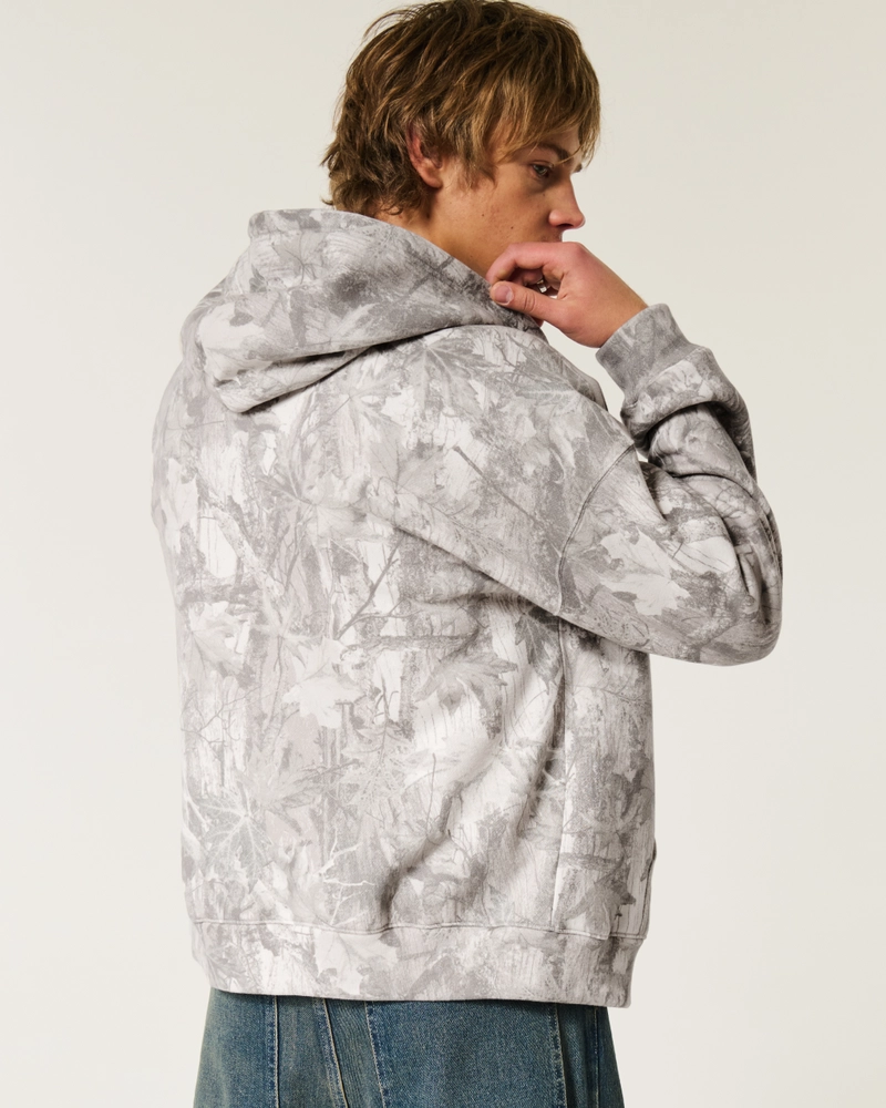 Boxy Camo Zip-Up Hoodie