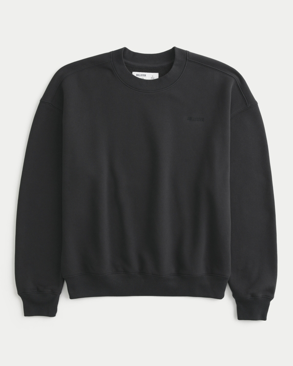 Boxy Logo Crew Sweatshirt, Black view 1