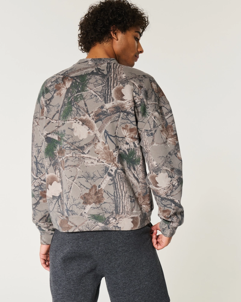 Boxy Camo Logo Crew Sweatshirt
