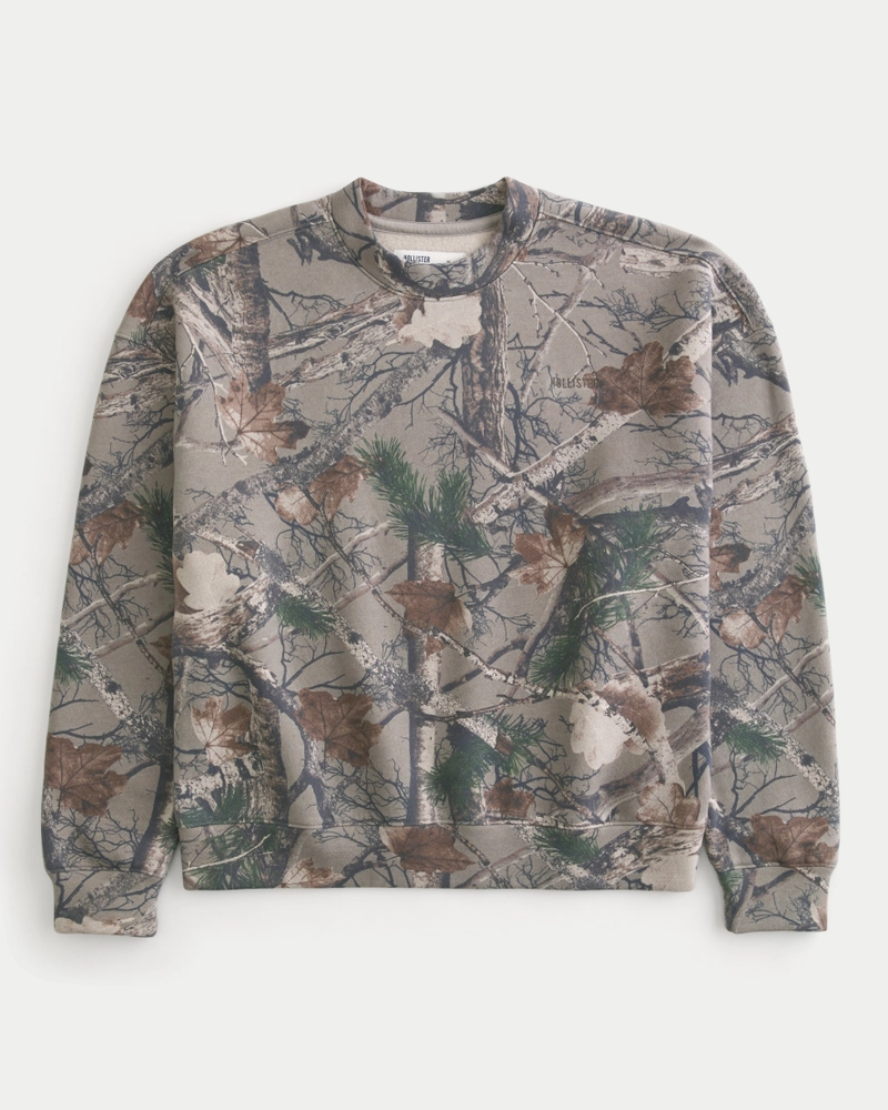 Boxy Camo Logo Crew Sweatshirt