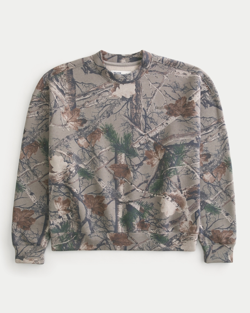 Boxy Camo Logo Crew Sweatshirt