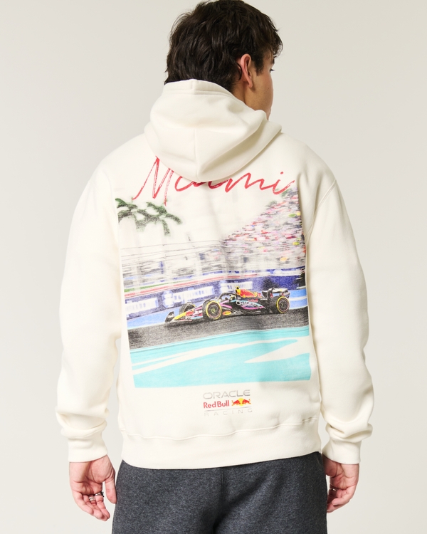 Sweat à capuche décontracté à motif graphique Oracle Red Bull Racing, Crème view 1