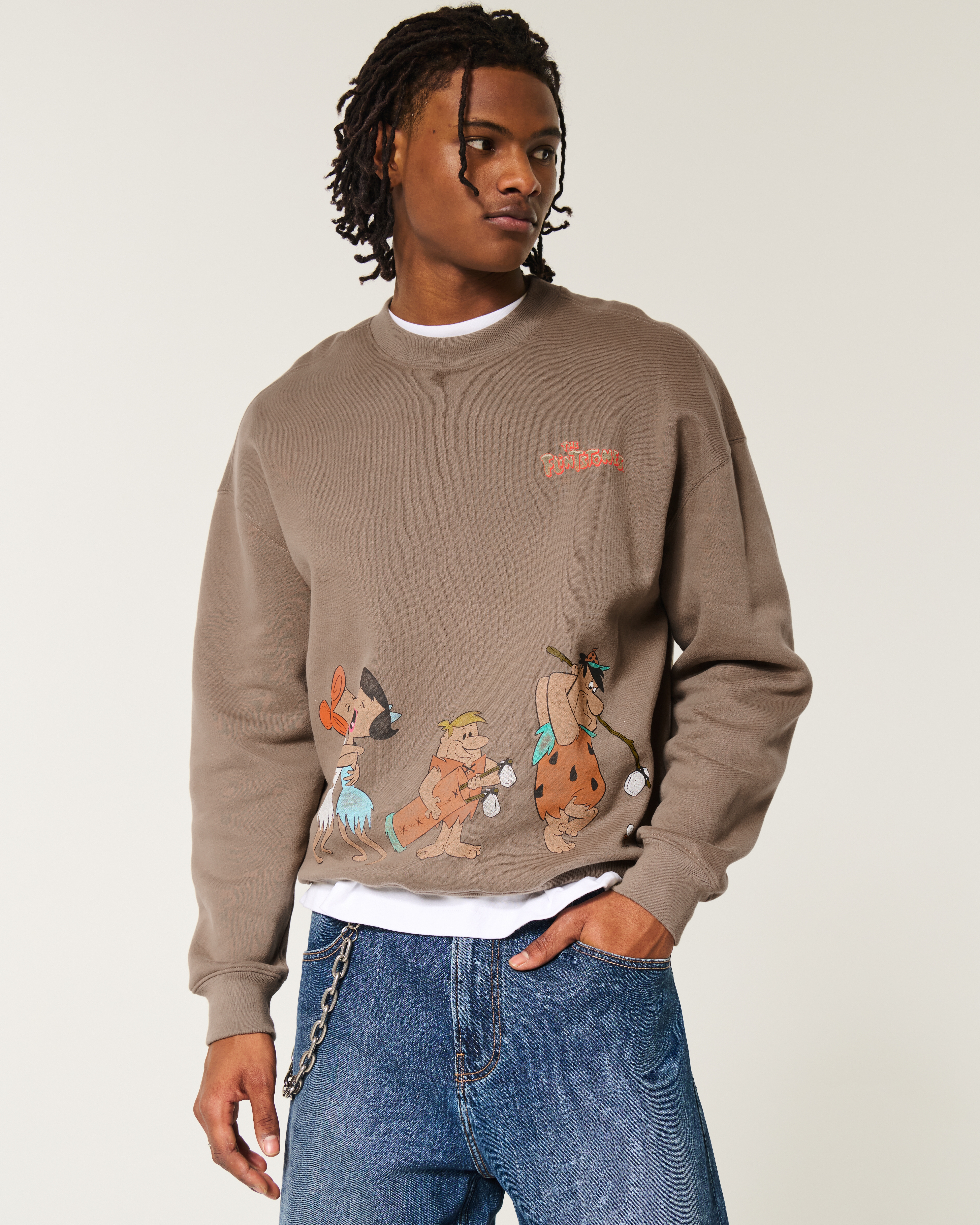 Boxy The Flintstones Graphic Crew Sweatshirt