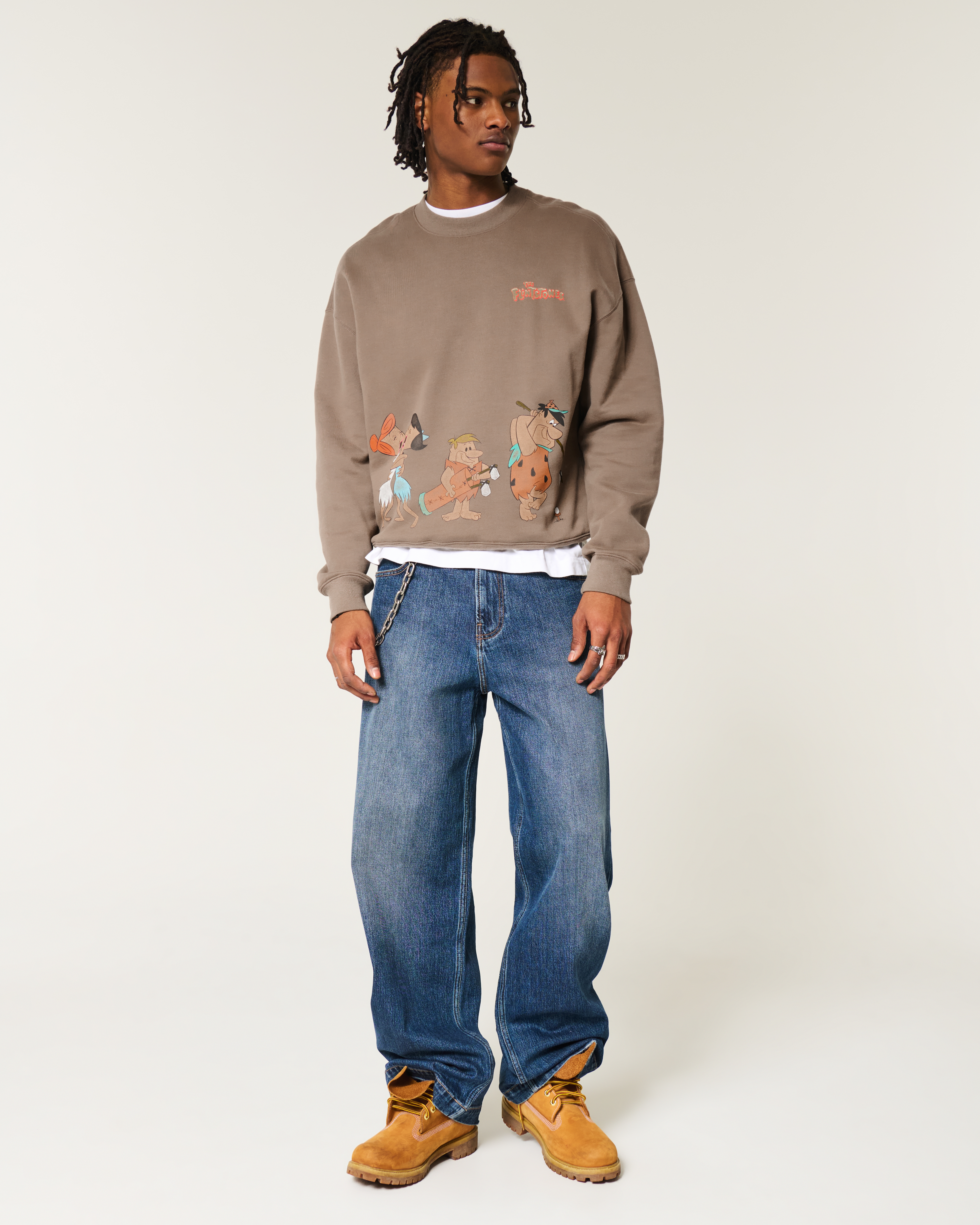 Boxy The Flintstones Graphic Crew Sweatshirt