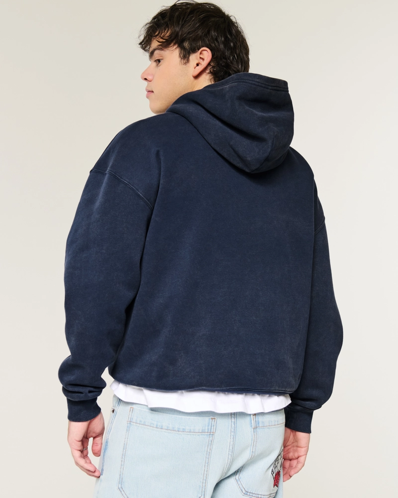 Boxy Washed Number Graphic Hoodie