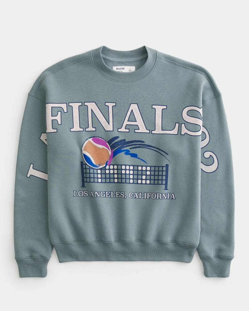 Boxy LA Finals Tennis Graphic Crew Sweatshirt