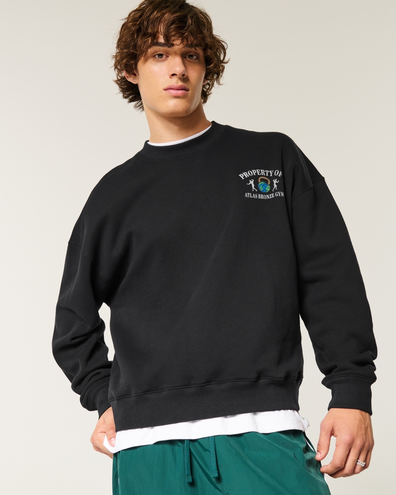 Boxy Atlas Bronze Gym Graphic Crew Sweatshirt