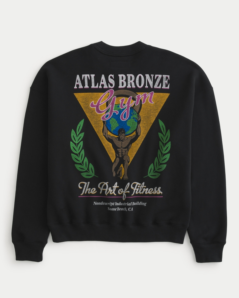 Boxy Atlas Bronze Gym Graphic Crew Sweatshirt