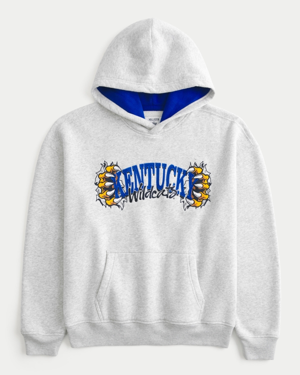 Boxy University of Kentucky Wildcats Graphic Hoodie, Light Heather Gray view 1