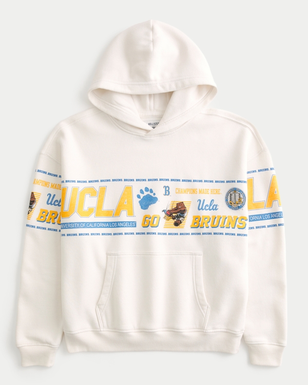 Boxy UCLA Graphic Hoodie, Cream - Ucla view 1