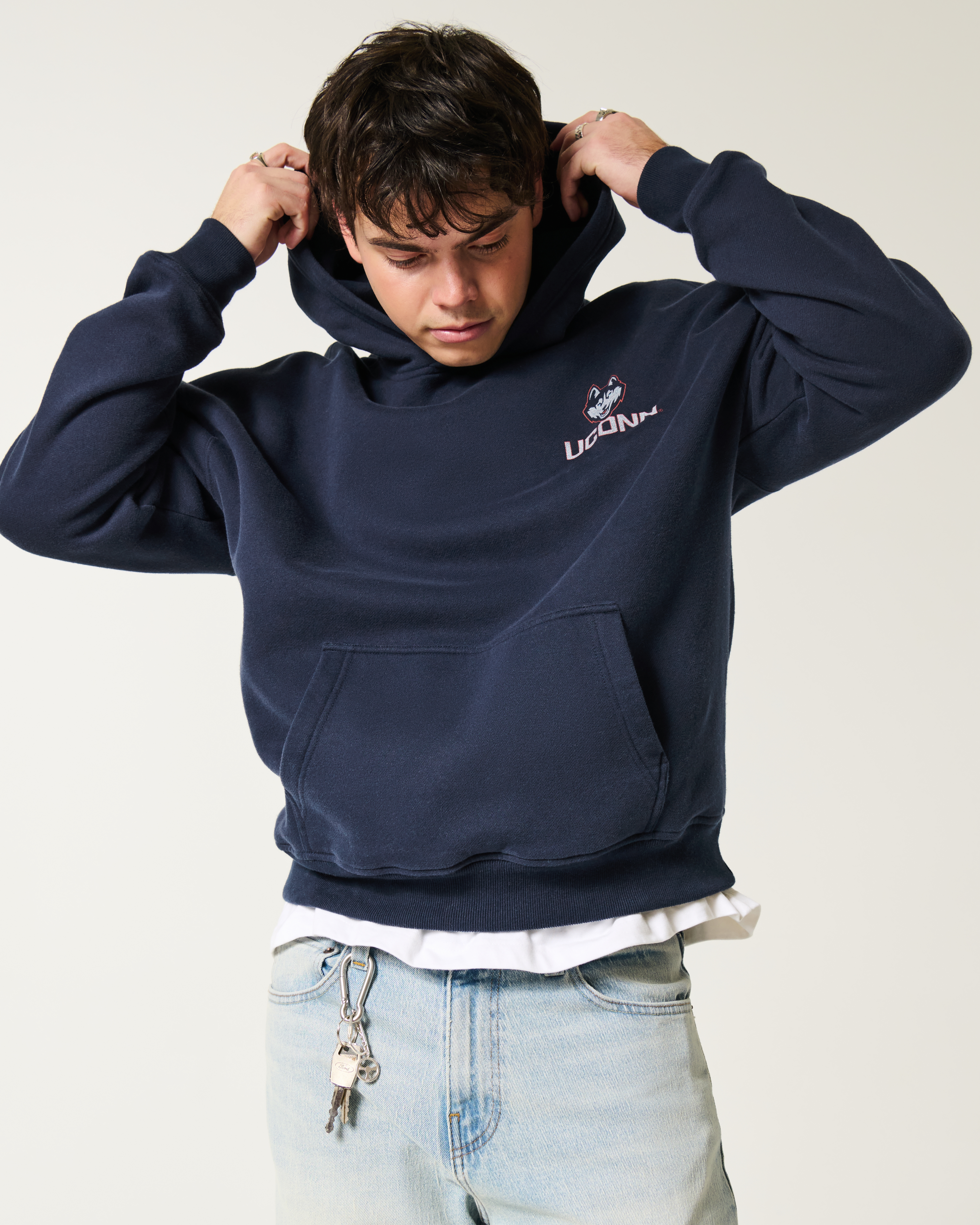 Boxy UConn Graphic Hoodie