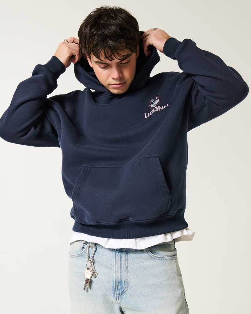 Boxy UConn Graphic Hoodie