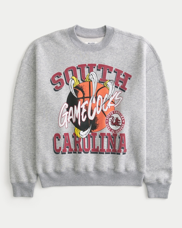Boxy University of South Carolina Graphic Crew Sweatshirt, Heather Gray - Usc view 1