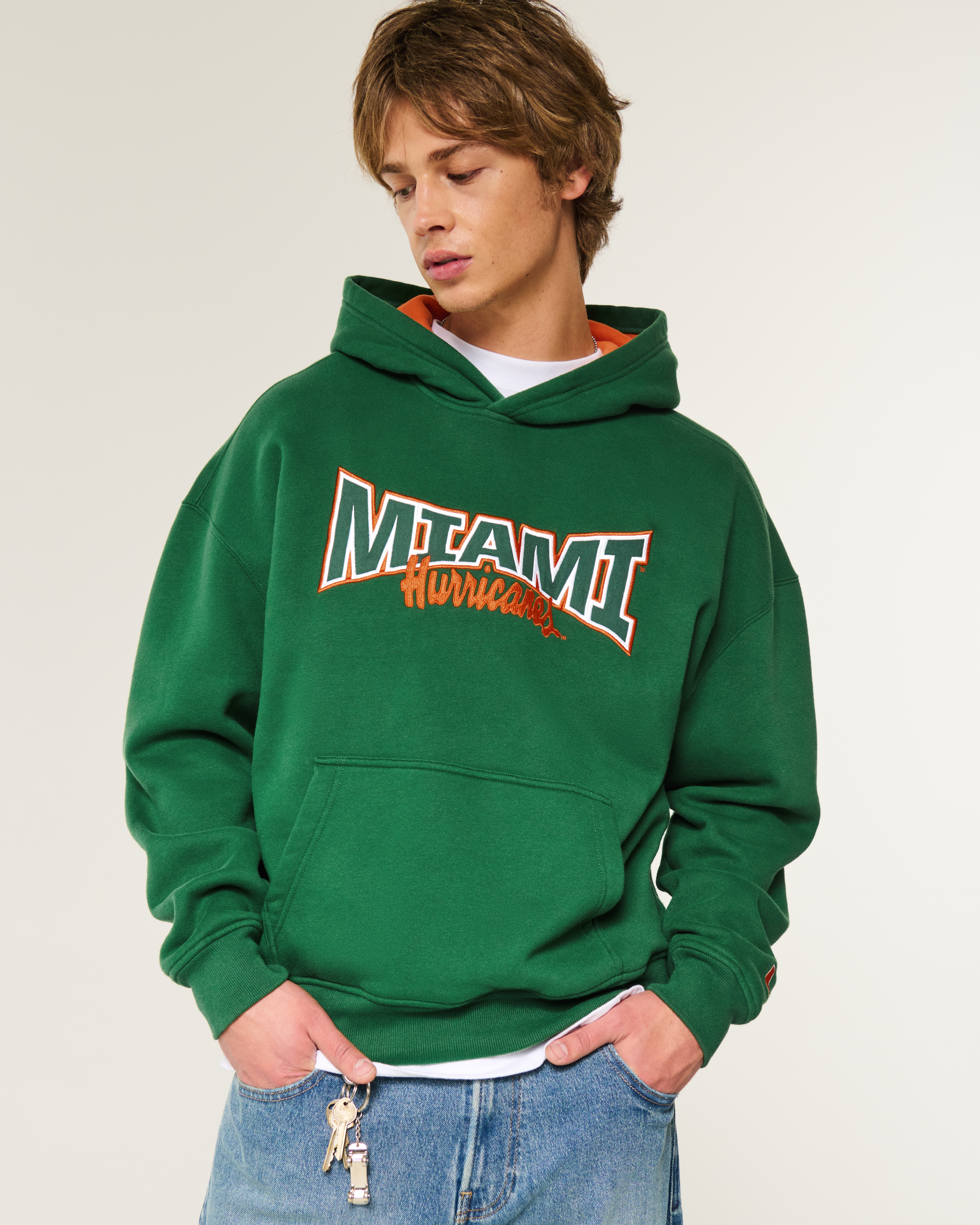 Boxy Miami Hurricanes Graphic Hoodie