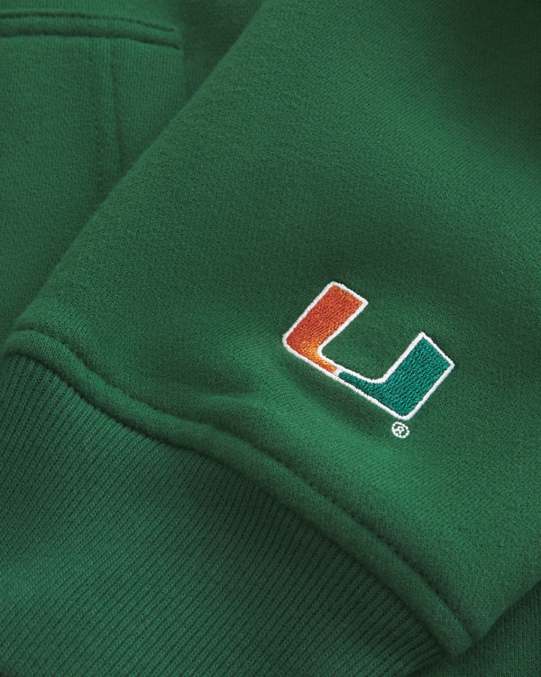 Boxy Miami Hurricanes Graphic Hoodie, Dark Green view 2