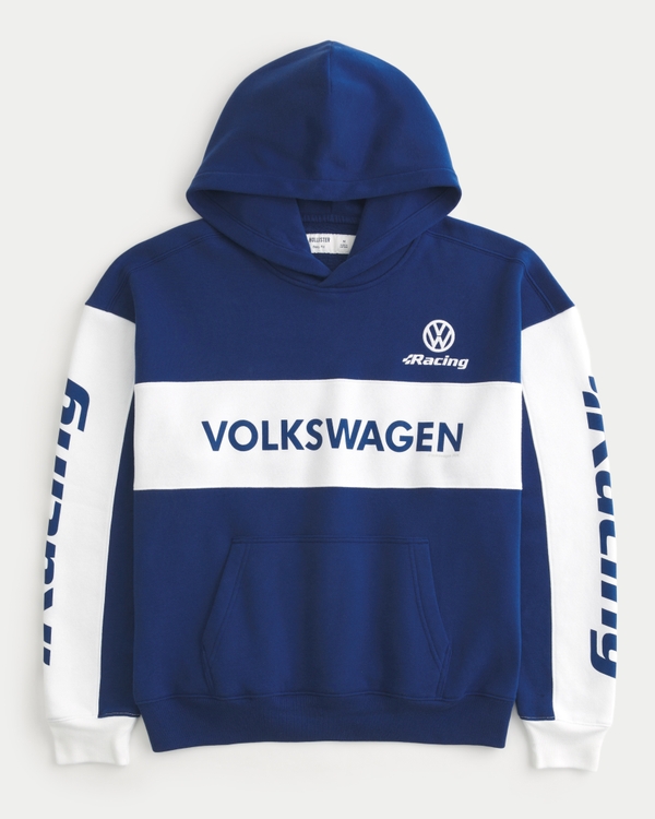 Boxy Volkswagen Racing Graphic Hoodie, Blue And White view 1