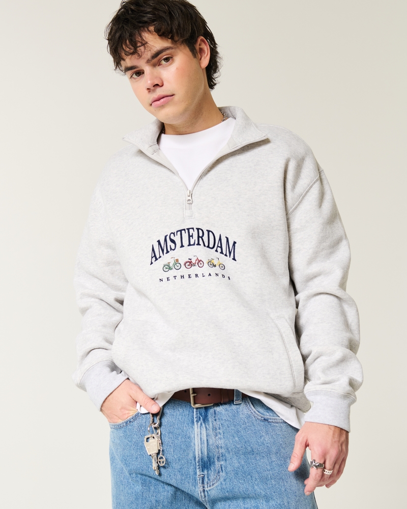 Herren Lässiges Sweatshirt mit kurzem Reißverschluss und Amsterdam