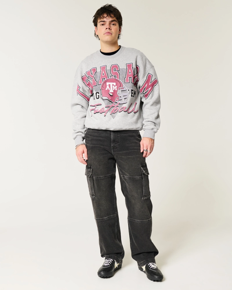 Boxy Texas A&M University Graphic Crew Sweatshirt
