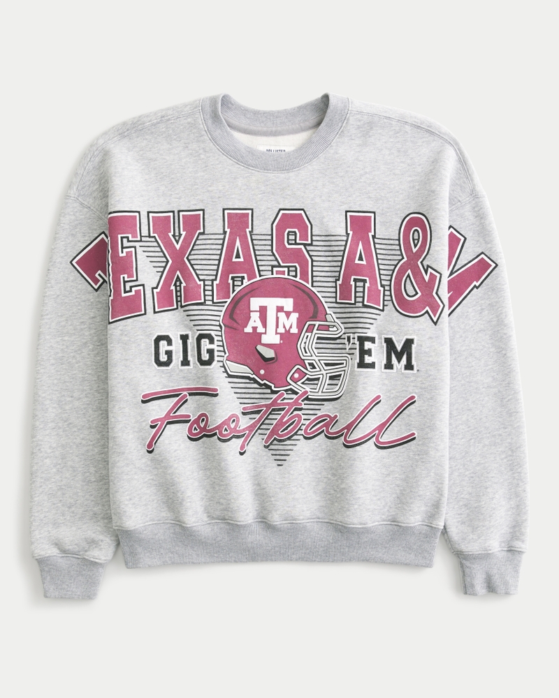 Boxy Texas A&M University Graphic Crew Sweatshirt