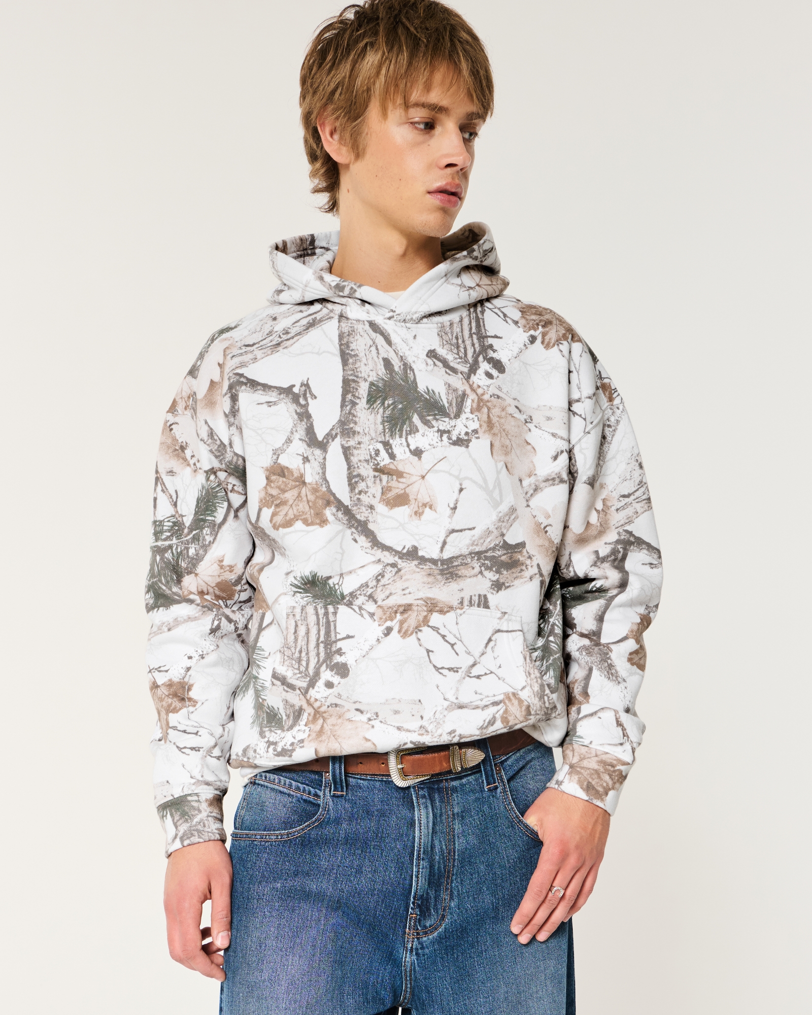Sale Hoodie Hollister White Camo Hoodie Men's Boxy Camo Hoodie