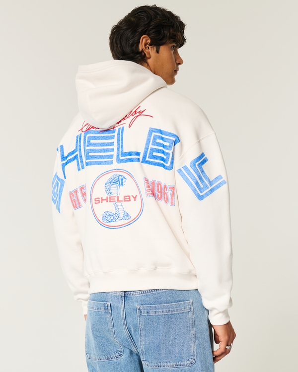Boxy Shelby Graphic Hoodie, Cream view 1
