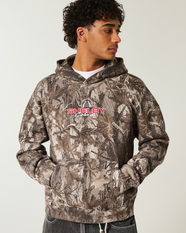 Boxy Shelby Graphic Camo Hoodie, Lght Brown Camo view 1