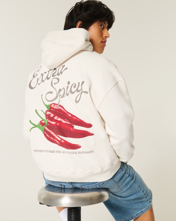 Extra Spicy Peppers Graphic Hoodie, Cream view 1
