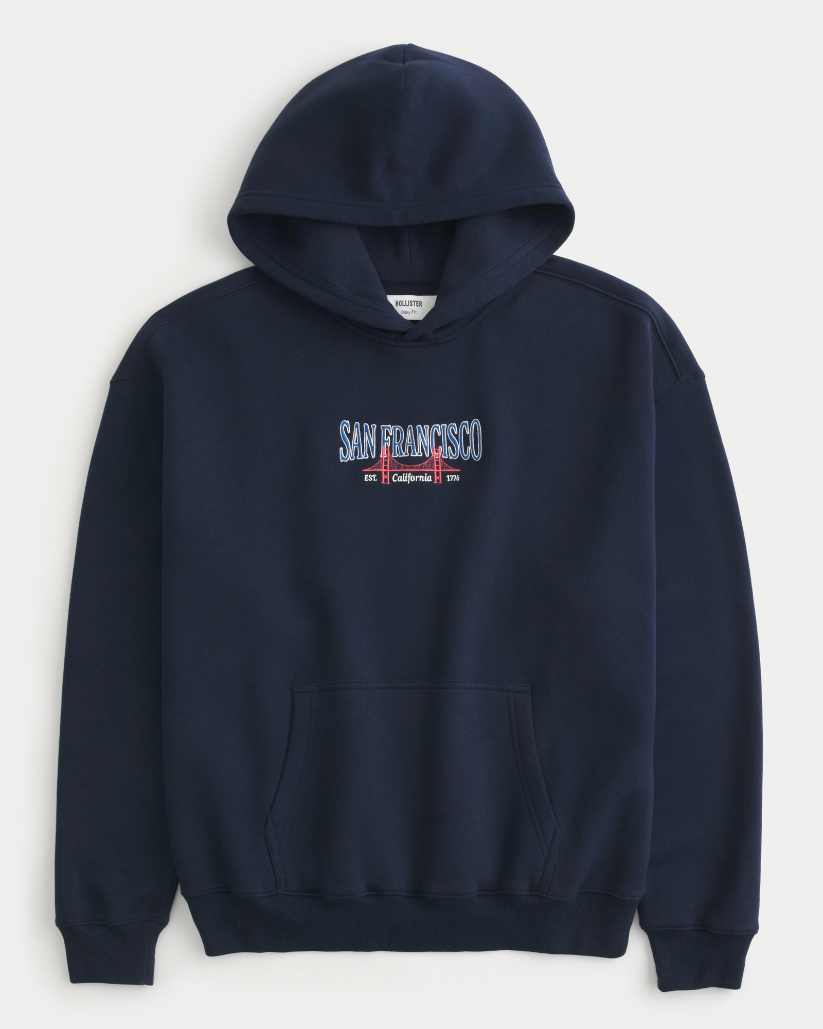 Hollister Blue Boxy Hoodie Hollister Boxy Zip-Up Hoodie At