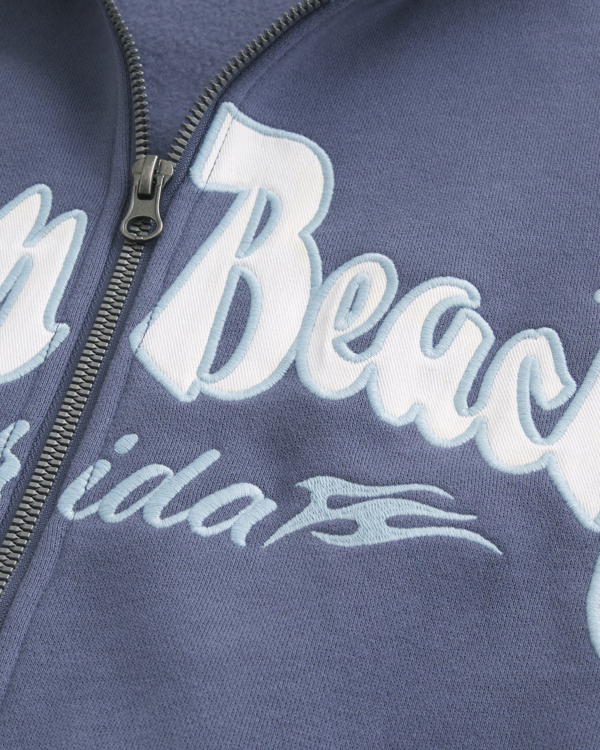 Boxy Zip-Up Palm Beach Graphic Sweatshirt