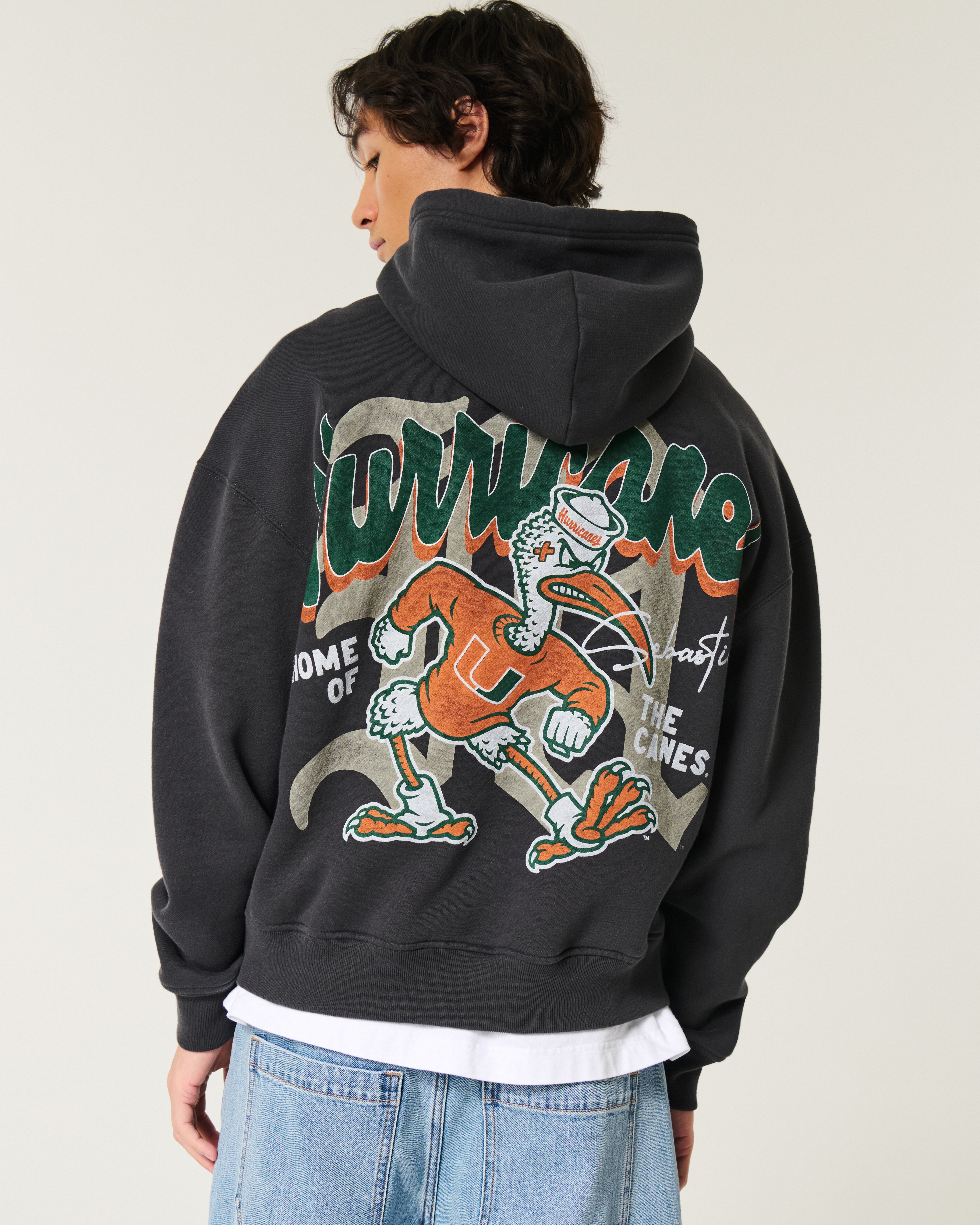 Boxy University of Miami Graphic Hoodie