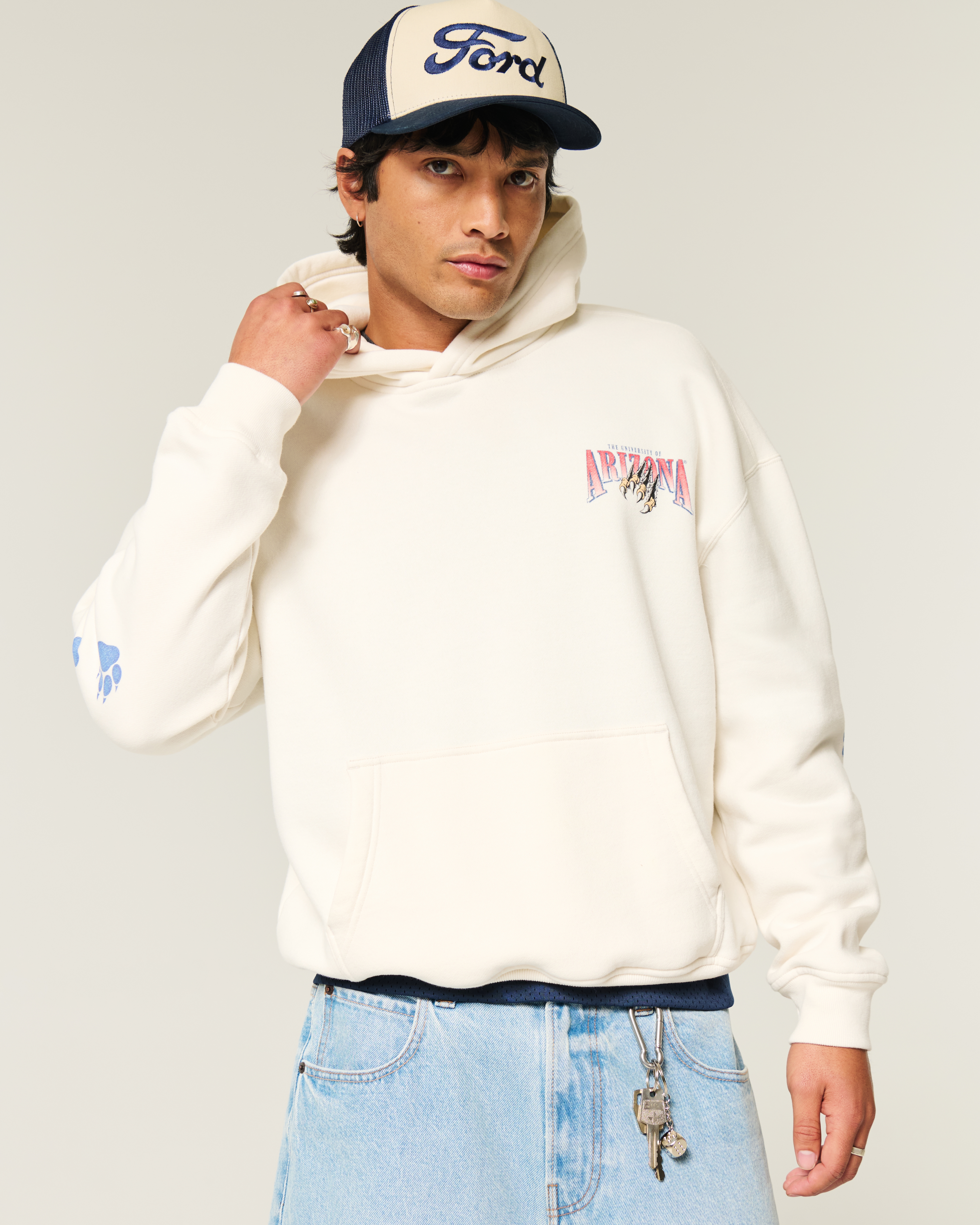 Boxy University of Arizona Wildcats Graphic Hoodie