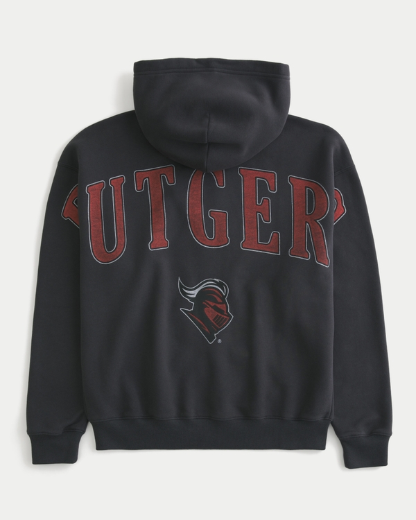 Boxy Zip-Up Rutgers University Graphic Hoodie