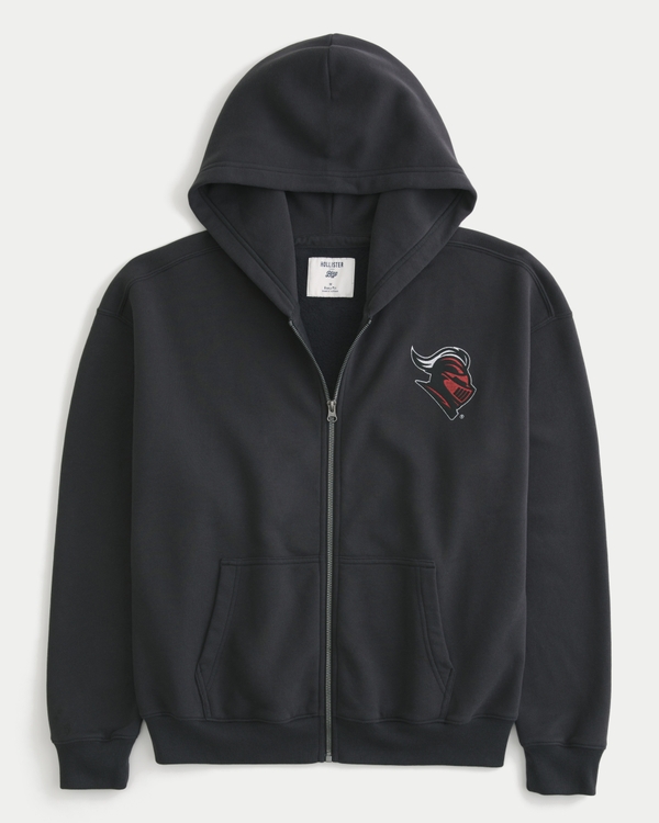 Boxy Zip-Up Rutgers University Graphic Hoodie