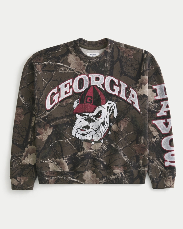 University of Georgia Graphic Camo Crew Sweatshirt, Brown Camo view 1