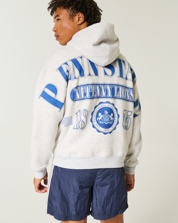 Boxy Penn State University Nittany Lions Graphic Hoodie, Light Heather Gray view 1