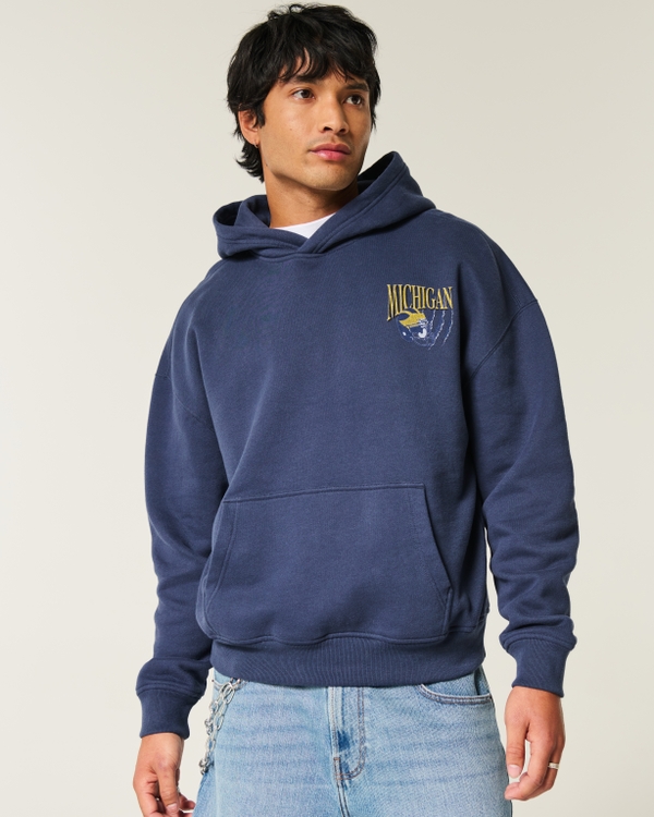 University of Michigan Wolverines Graphic Hoodie, Navy view 2