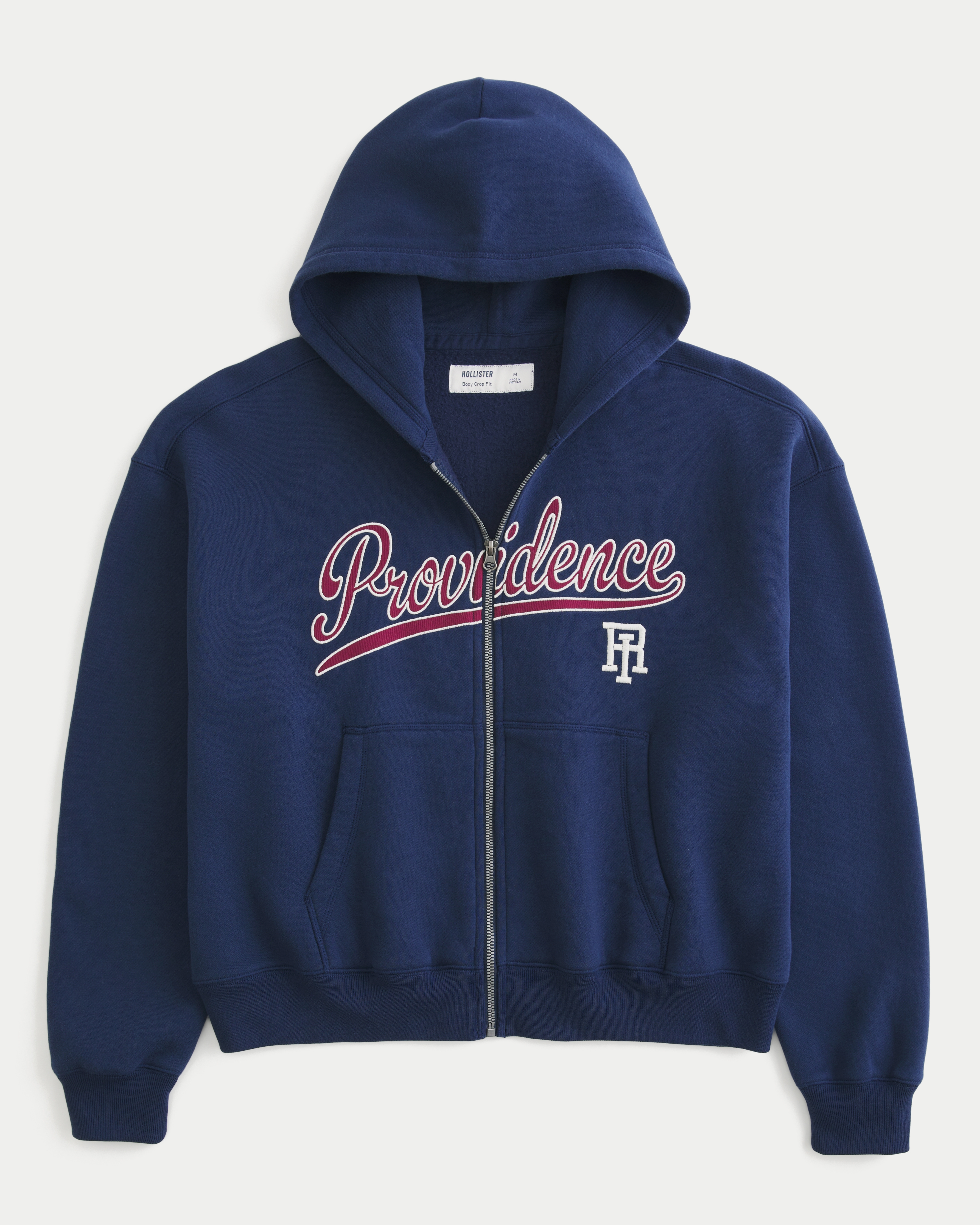 Boxy Crop Providence Rhode Island Graphic Zip-Up Hoodie