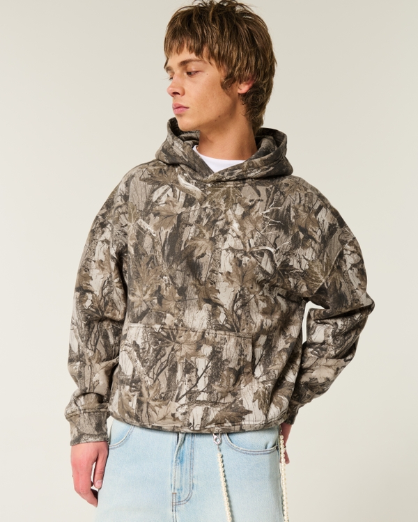 Boxy Camo Hoodie, Tan Camo view 1