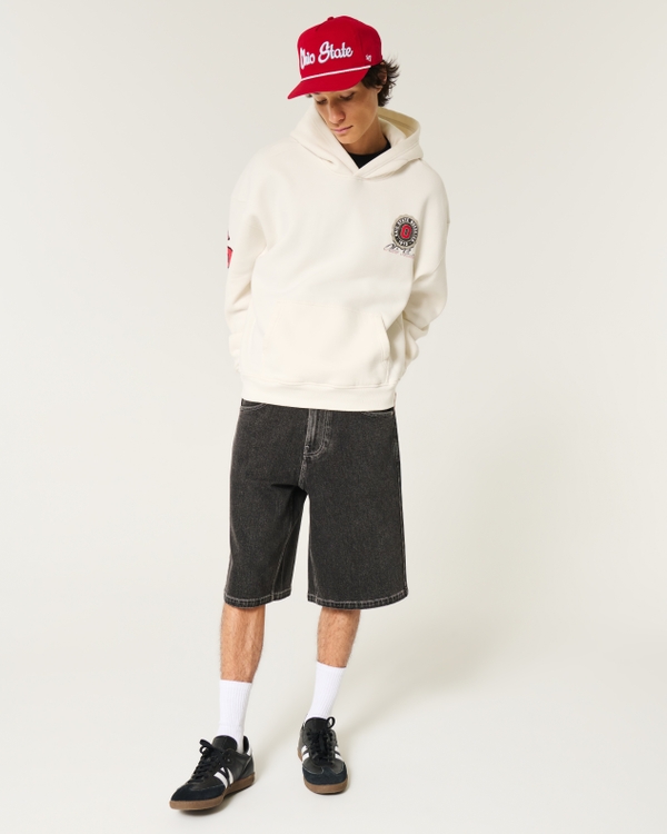 Boxy Ohio State Buckeyes Graphic Hoodie, Cream - Osu view 2