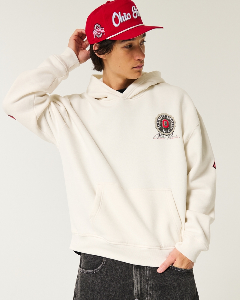 Boxy Ohio State Buckeyes Graphic Hoodie