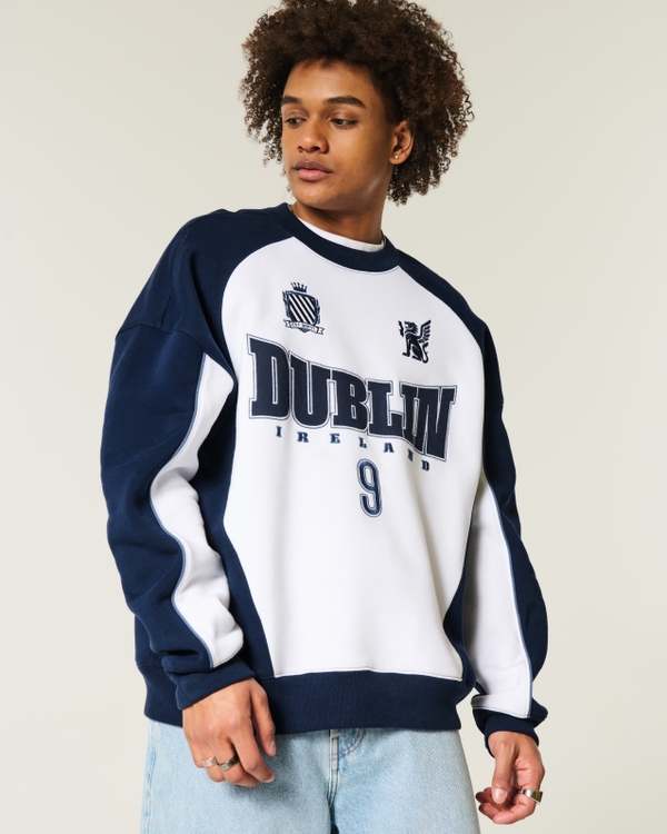 Baggy Dublin Graphic Crew Sweatshirt, Navy And White view 1