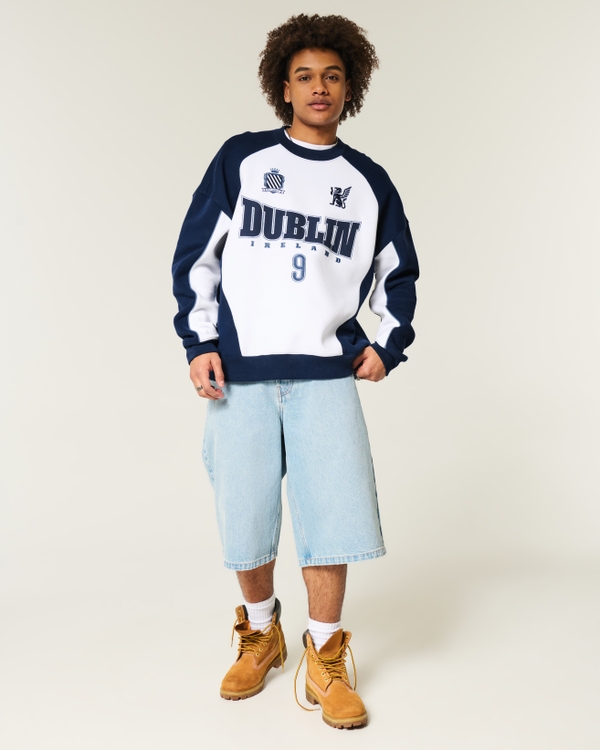 Baggy Dublin Graphic Crew Sweatshirt, Navy And White view 2