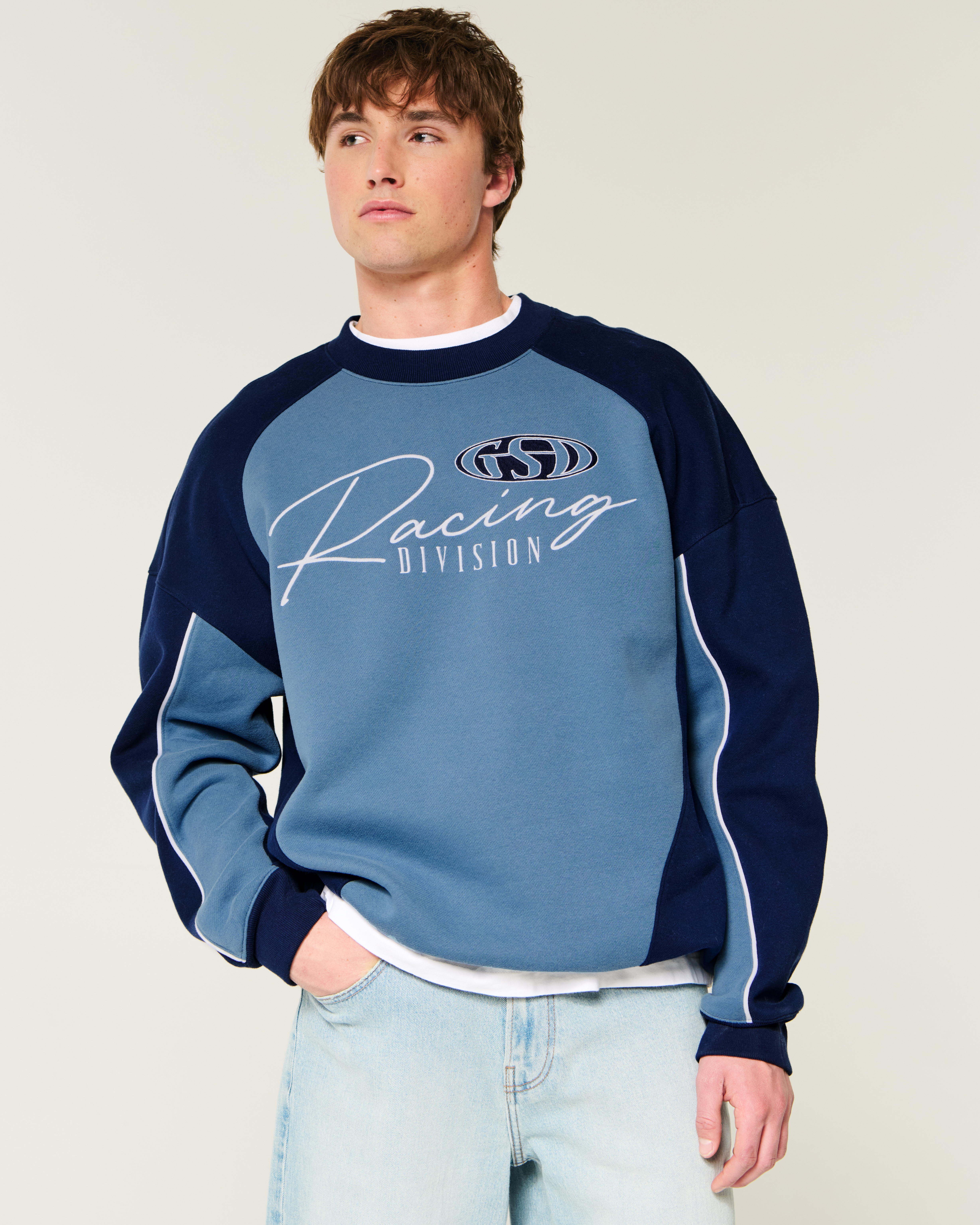 Baggy Racing Division Graphic Crew Sweatshirt