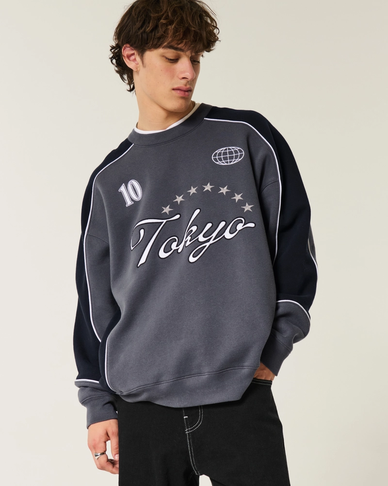 Baggy Tokyo Graphic Crew Sweatshirt