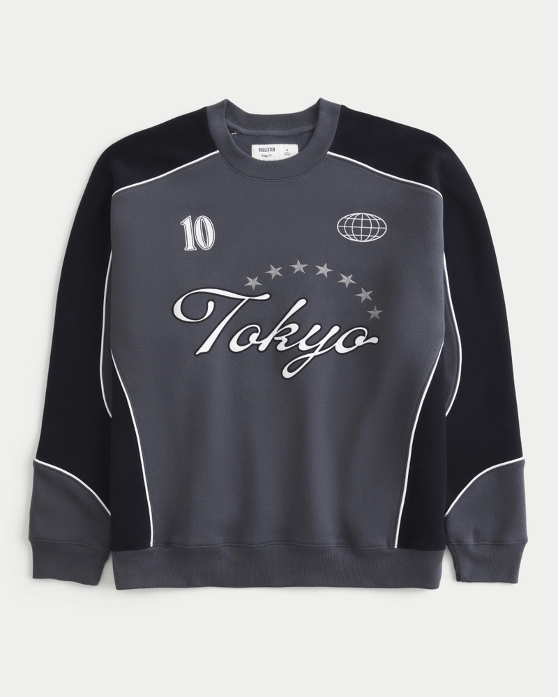 Baggy Tokyo Graphic Crew Sweatshirt