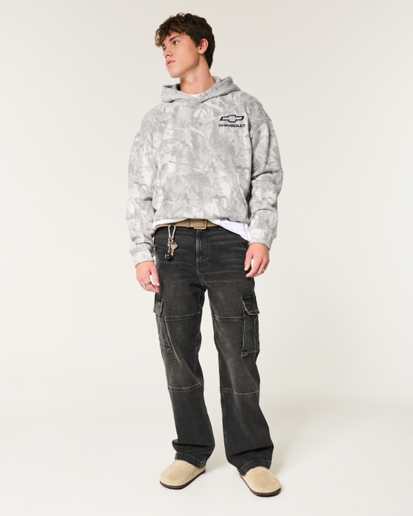 Boxy Camo Chevrolet Graphic Hoodie, Tan Camo view 2